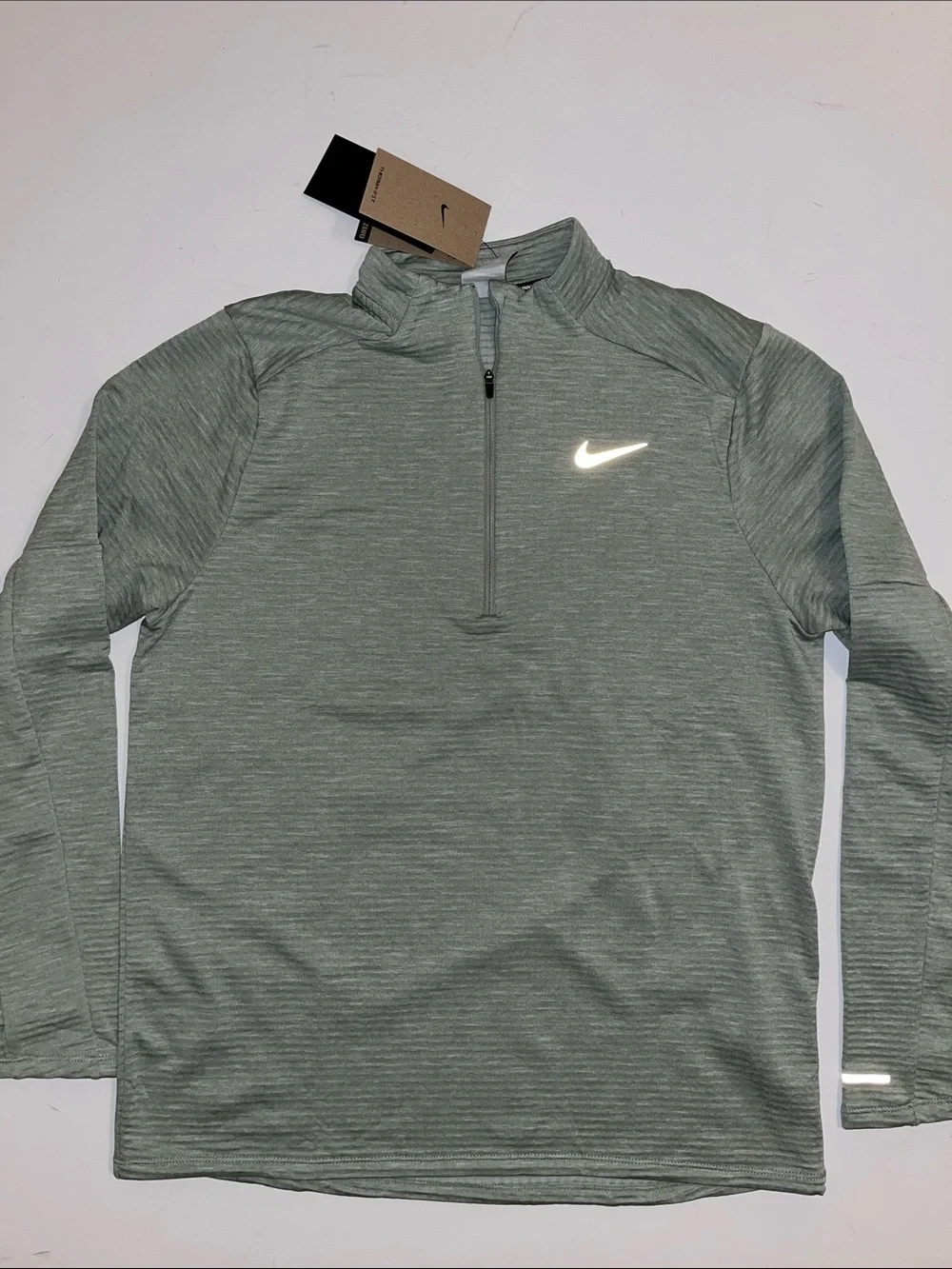 Nike Running Shirt Men's L 1/2 Zip Therma-Fit Repel Grid green thumbholes  $95